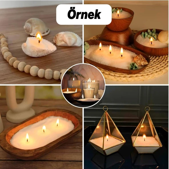 Toz Mum 250 Gr Dekoratif Mumu Kandil Hediyelik Fitilli Mumlar Şamdan Koyu Pembe Kokusuz - 4