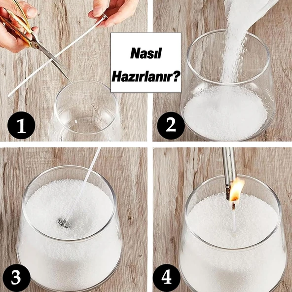 Toz Mum 250 Gr Dekoratif Mumu Kandil Hediyelik Fitilli Mumlar Şamdan Koyu Pembe Kokusuz - 3