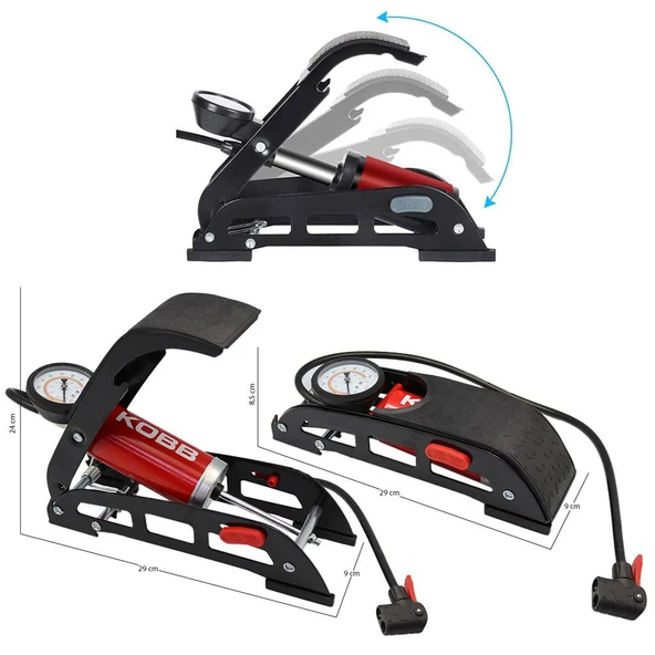 KOBB KB0901 87PSI Analog Basınç Göstergeli Ayak Pompası - 7