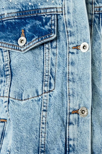 Koton Cepli Taş Detaylı Düğmeli Denim Ceket - 6