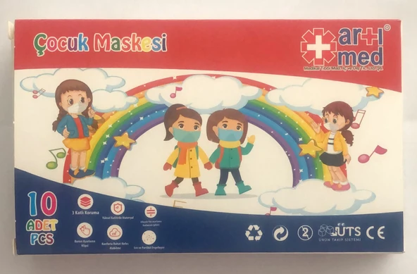 Artımed 3 Katlı Meltblown Çocuk Beyaz Cerrahi Maske Telli 10'lu