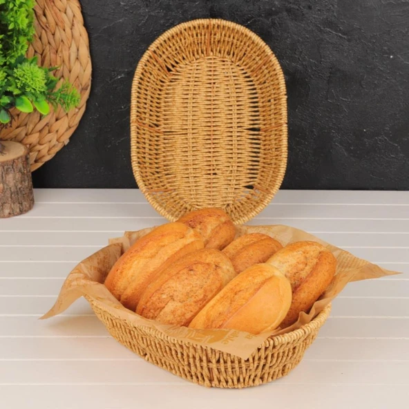 Mien Dayanıklı Rattan Oval Ekmek Sepeti -882