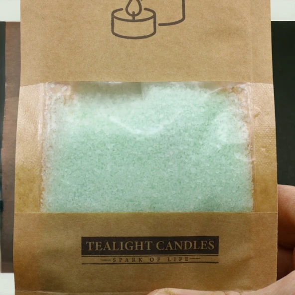 Toz Mum 250 Gr Dekoratif Mumu Kandil Hediyelik Fitilli Mumlar Şamdan Turkuaz Elma Kokulu - 7