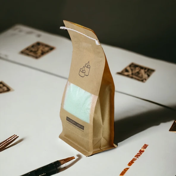 Toz Mum 250 Gr Dekoratif Mumu Kandil Hediyelik Fitilli Mumlar Şamdan Turkuaz Elma Kokulu - 9