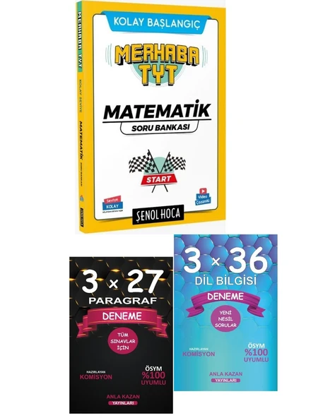 Anla Kazan Deneme Seti + Şenol TYT Merhaba Matematik Soru Bankası Seti