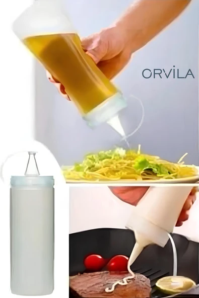 Orvila Orvila Master Chef 700ml Sızdırmaz Kapaklı Şeffaf Yağdanlık Sirke Ketçap Mayonez Sosluk