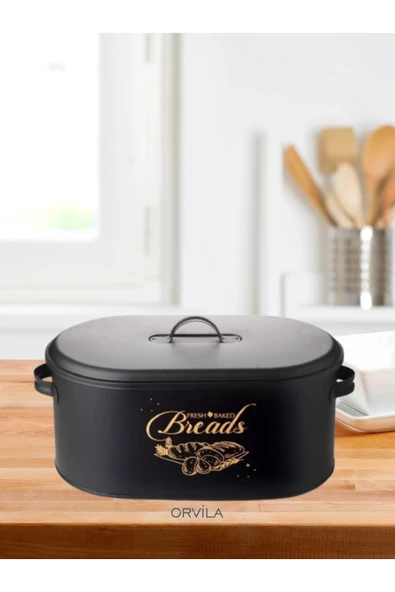 Orvila Orvila Metal Kapaklı Lüx Ekmeklik - Siyah