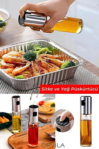 Orvila Orvila Sprey Yağdanlık ve Sirkelik Şişesi 100 Ml. Airfryer İçin Sprey Yağ Püskürtücü