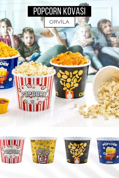 Orvila Orvila Mavi Popcorn Patlamış Mısır Kovası - Cips Ve Çerez Kutusu