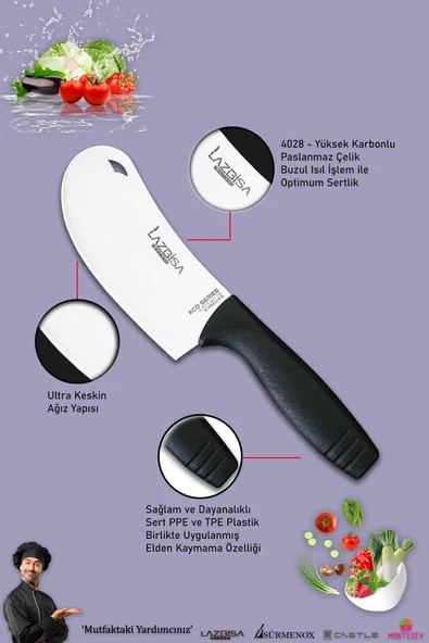 Eco Serisi Mutfak Bıçak Seti Et Ekmek Sebze Salata Pizza Börek Pide Şef Bıçağı 6 Lı Set ( Mft-8534) - Resim 3