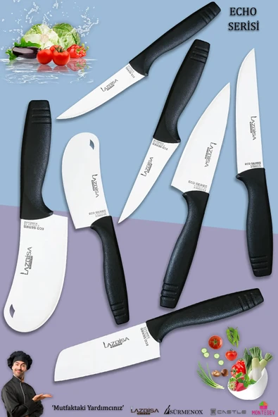 Eco Serisi Mutfak Bıçak Seti Et Ekmek Sebze Salata Pizza Börek Pide Şef Bıçağı 7 Li Set ( Mft-7856)