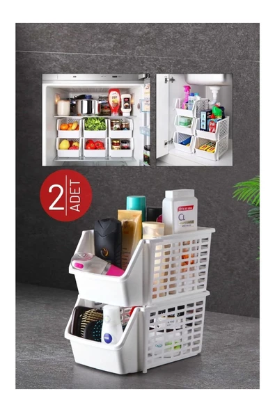 Orvila Orvila 2 Adet Üst Üste Geçebilen Çok Amaçlı Düzenleyici Organizer Büyük Boy - Beyaz