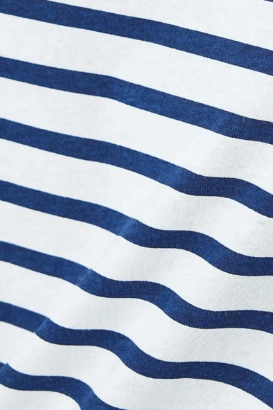 Koton Baskı Detaylı Bisiklet Yaka Pamuklu Çizgili Tişört - Resim 6