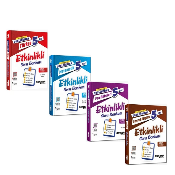 Ankara 5.Sınıf Türkçe Matematik Fen ve Sosyal Bilgiler Etkinlikli Soru Bankası Seti 4 Kitap