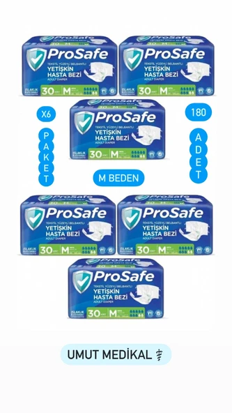 Prosafe Belbantlı Orta Boy M 30'lu 6 Adet Hasta Bezi