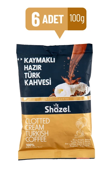 Shazel Kaymaklı Hazır Türk Kahvesi Özel Seri 100 G X 6 Adet (AROMALI)