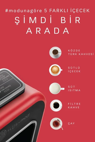 Hatır Plus Mod 5 In 1 Konuşan Türk Kahve Makinesi Kırmızı - 4