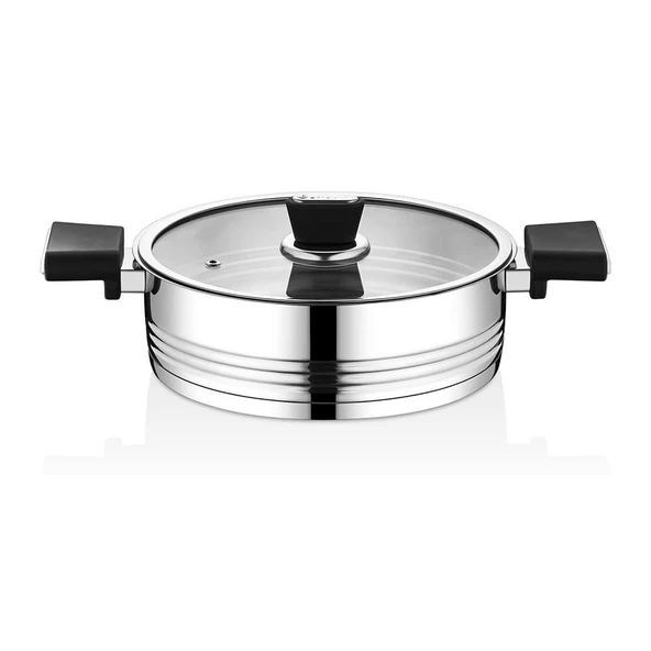 OMS Asil Silindir 18 Parça Çelik Tencere Seti Siyah 1138 - 6