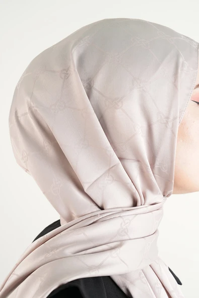 Jakarlı Şal Desenli Şal - Taş Rengi - 3