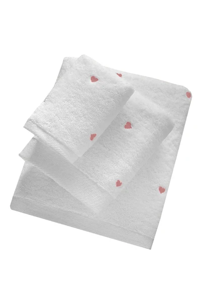 3 Parça Kalp Nakışlı Banyo Havlusu Takımı %100 Pamuklu Lovely Set - 4