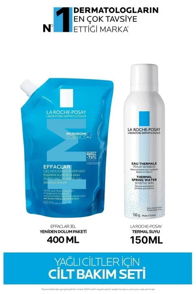 La Roche Posay Effaclar Yağlı Ciltler İçin Temizleme Jeli 400 ml - Refill + La Roche Posay Eau Thermale Termal Su 150 gr