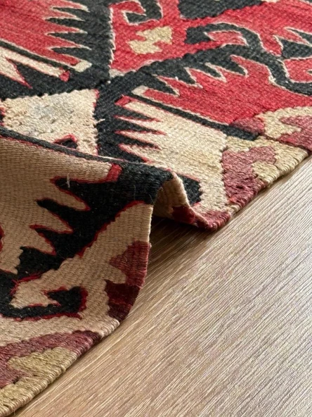 65x295 cm El Dokuma Türk Yolluk, Koç Boynuzlu ve Akrep Motifleri, Mükemmel Kondisyon, Benzersiz Bohem Ev Dekoru - 7