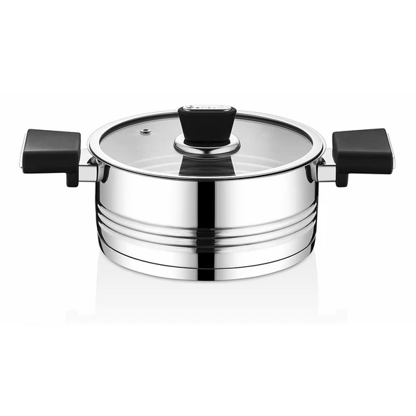 OMS Asil Silindir 18 Parça Çelik Tencere Seti Siyah 1138 - 7