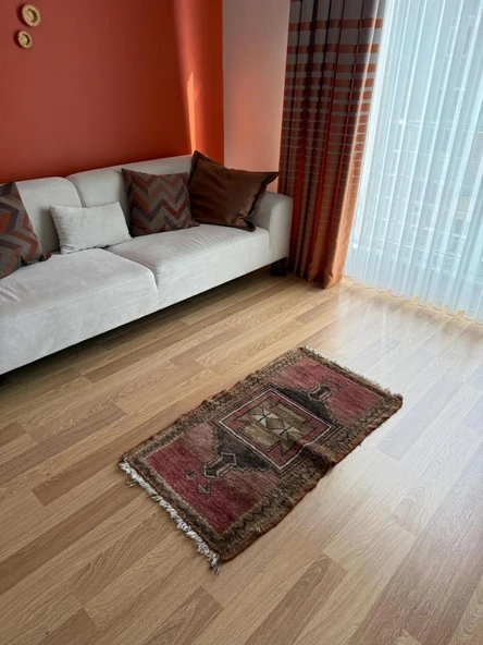 60x110 cm El Dokuma Küçük Yolluk, Nostaljik Kilim, Bohem Tarzı Harika El Dokuma Halı, Benzersiz Yolluk ürün görseli 1