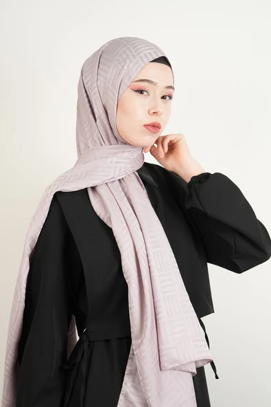 Jakarlı Şal Desenli Şal - Lila - 2