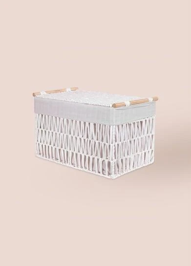 The Mia Cesta Hasır Organizer Sepet Beyaz 52x30x32 cm SPT0075