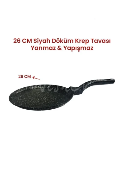 Nishev.com Evini Sev Hanımeli Döküm Krep Tava 26cm – Yanmaz Yapışmaz Çizilmez Koruma - 2