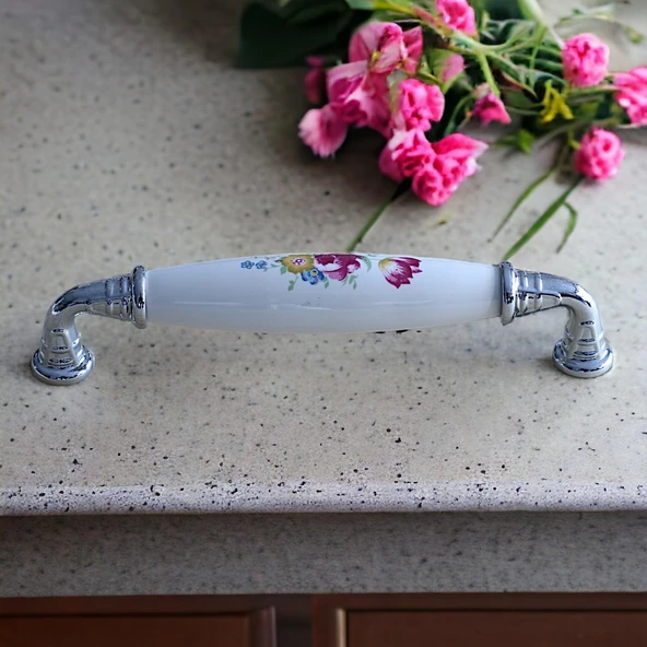 Mobilya Mutfak Çekmece Dolap Kapak Dolabı Kulbu Kulpu Kulpları Beyaz 128 Mm-12.8 Cm Gerçek Porselen - Resim 3