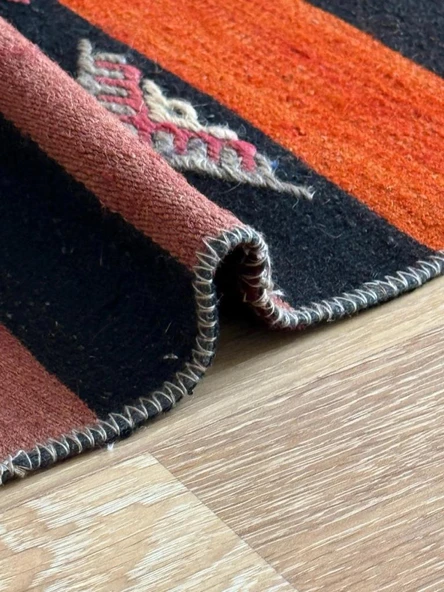 61x110 cm Küçük Çizgili Desen Kilim, El Dokuma Vintage Kilim, Ev ve Ofis için Harika Kilim, Benzersiz Ev Dekoru - 3