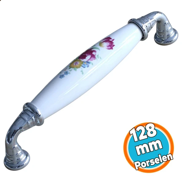 Mobilya Mutfak Çekmece Dolap Kapak Dolabı Kulbu Kulpu Kulpları Beyaz 128 Mm-12.8 Cm Gerçek Porselen ürün görseli