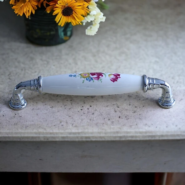 Mobilya Mutfak Çekmece Dolap Kapak Dolabı Kulbu Kulpu Kulpları Beyaz 128 Mm-12.8 Cm Gerçek Porselen - Resim 4