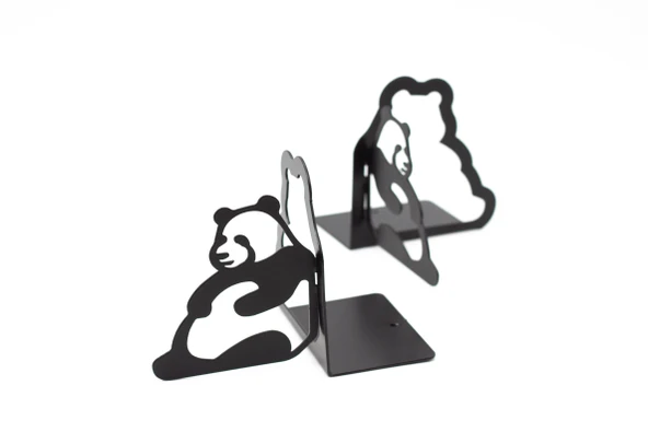 Çocuk Odası Panda Desenli Metal Kitap Desteği - Kitap Tutucu - Ev Ve Ofis Dekoratif Aksesuar (2 Lİ SET) - 2