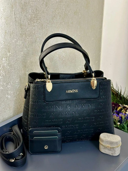 Armine Kartlık ve Bileklik Hediyeli El Ve Kol Çantası Omuz Çantası VS.BLKT.0137 - Resim 3