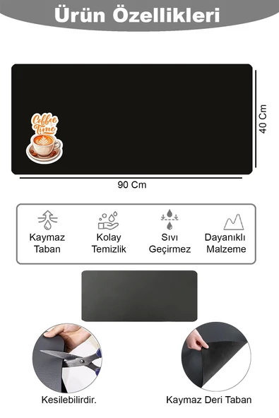 Valerine Life Barista Matı Sıvı Geçirmez Büyük Boy XXL Kahve Barı Espresso Kahve Makinesi Pad 40x90cm 27241223 - 2