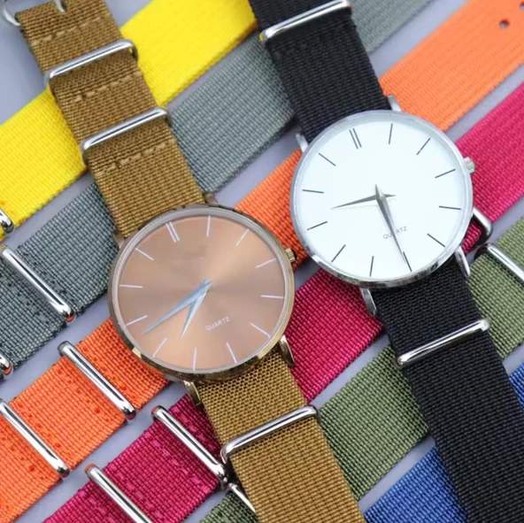 Klasik Suya Dayanıklı Koku Yapmaz Sportif Renkli Nato Saat Kordonu 22 mm - 2