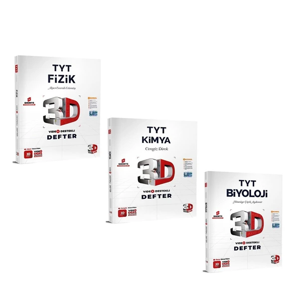 3D TYT Fizik Kimya ve Biyoloji Video Destekli Defter Seti 3 Kitap