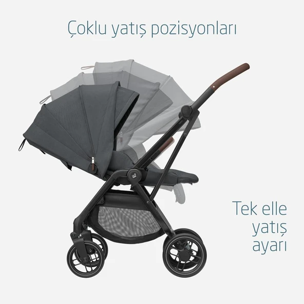 Maxi-Cosi Leona2-Cabriofix I-Size Tek Elle Katlanabilen Ultra Kompakt Çift Yönlü Seyahat Sistem Bebek Arabası Graphite - 5