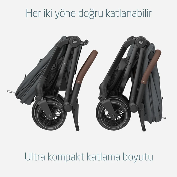 Maxi-Cosi Leona2-Cabriofix I-Size Tek Elle Katlanabilen Ultra Kompakt Çift Yönlü Seyahat Sistem Bebek Arabası Graphite - 7