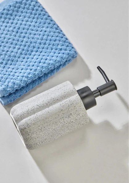 Taş Desenli Seramik Sıvı Sabunluk - Banyo Mutfak Sıvı Sabunluğu - 250 ML, Yuvarlak - 2
