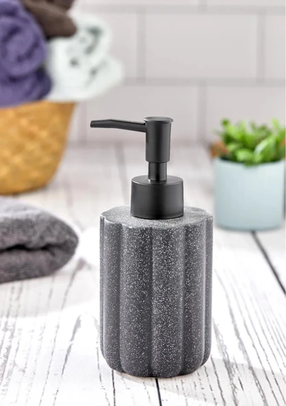 Taş Desenli Seramik Sıvı Sabunluk - Banyo Mutfak Sıvı Sabunluğu - 250 ML, Yuvarlak - 7
