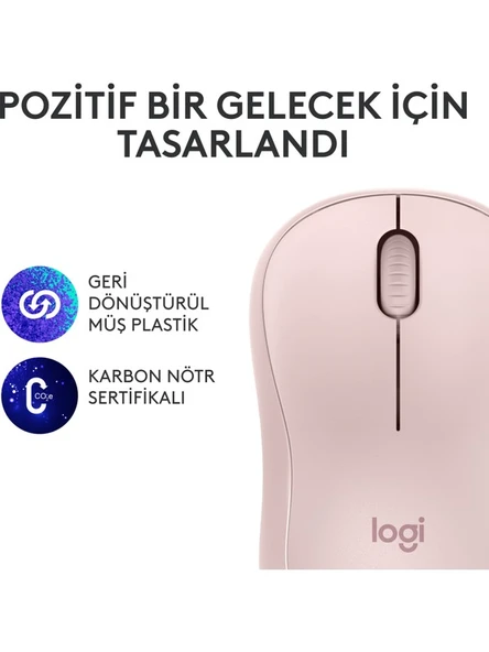 Logitech M240 Sessiz Kompakt Kablosuz Bluetooth Mouse - Pembe - 5