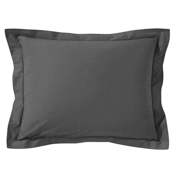 Maki Home %100 Pamuklu Volanlı Süs Dikişli Koyu Gri 2 Adet 50x70 Yastık Kılıfı ürün görseli 1