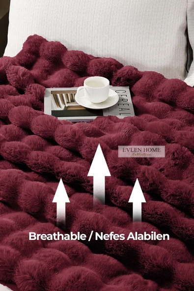 Kürk Yatak Örtüsü Çift Kişilik Dolgulu Peluş Yumuşak Çift Taraflı Yorgan 3 Parça Lory Kahve - Resim 3