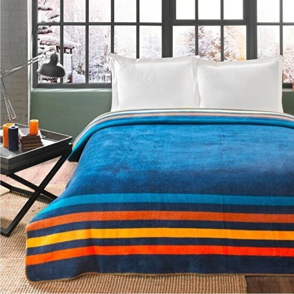 TAÇ SONİC MAVİ ÇİFT KİŞİLİK PAMUK BATTANİYE