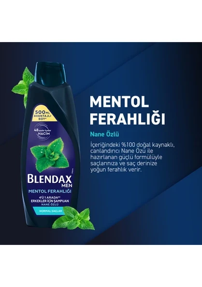 Blendax Erkekler İçin Mentol Ferahlığı Nane Özlü Şampuan 500 Ml - 2