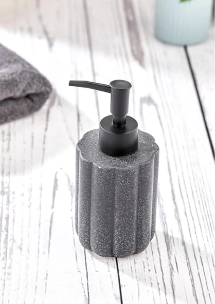 Taş Desenli Seramik Sıvı Sabunluk - Banyo Mutfak Sıvı Sabunluğu - 250 ML, Yuvarlak - 9